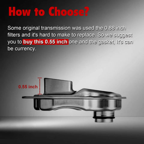 Side view of 0.55-inch CVT Transmission Filter With Gasket And Oil Filter 31728-1XF02 for Nissan vehicles.