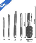 Six Piece Adjustable T Handle Tap Wrench Set With Ratchet Tap Holder And Five Metric Taps M3 M4 M5 M6 M8 For Thread Tapping
