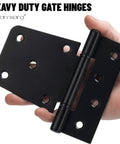 Heavy Duty Gate Hinges Three And A Half Inch Black Iron Strap Hinges For Wood Fence Gate And Vinyl Shed Door With Screws