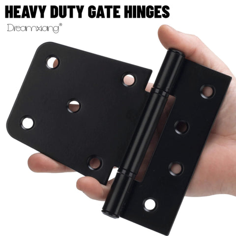 Heavy Duty Gate Hinges Three And A Half Inch Black Iron Strap Hinges For Wood Fence Gate And Vinyl Shed Door With Screws