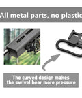 Tough As Nails Carbon Steel Rifle Sling Swivel Mount, showing metal parts and curved design for better pressure distribution.