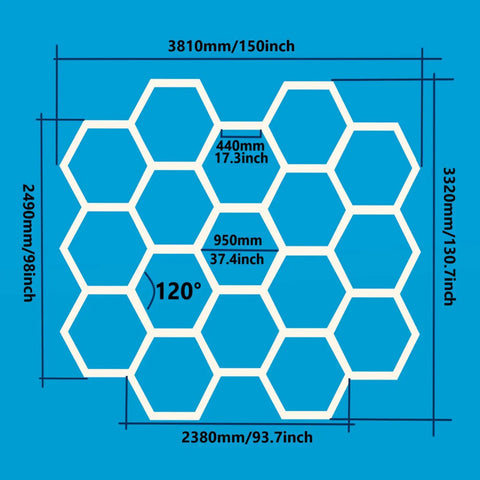Hexagonal Led Garage Light Kit With 66 Lamps And Accessories Beast Bright Shop Light For Garage Workshop Salon Auto Detail Shop 6500K Cool White Wide Coverage IP54 AC 100 To 240V 496W Total White