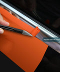 Car Window Tint Installation Kit With 9 In 1 Window Film Tools For Easy Tinting, craft knife with orange vinyl on window edge