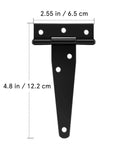 4 Inch T Shaped Stainless Steel Hinge Set, 6 Pack, Rust Proof Durable Door Hardware shown with dimensions for accuracy