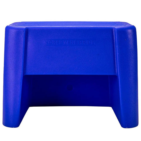 Two Step Mounting Step For Horses With Wide Stable Base Built In Handle Durable Pro Grade Plastic Great For Barns And Training Facilities Portable And Easy To Transport Ideal For Training And Grooming Sessions blue two-step horse mounting step, front view