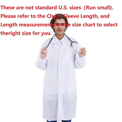 Breathable White Lab Coat Costume For Scientists And Docs Unisex Long Sleeve Adult Lab Coat For Halloween Cosplay Science Nurse Student