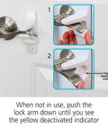 Outsmart Lever Handle Lock 2 Pack White Easy Install Kidproof Door Safety for Lever Handles, deactivated mode shown