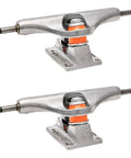 Polished Mid Profile Skateboard Trucks 139mm Set Low Profile Hanger For Street Skating, Shaft Nut Design, pair on white background