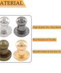 Supercharge Your Daily Craft Gear With Slick Heavy Duty Metal Button Studs And Rivets Perfect For Leather Work Sewing And Dope Accessory Making Premium Zinc Alloy Mixed Silver Gold Black Bronze Shiny Finish One Hundred Piece Set showing four metal button studs in silver, black, bronze, and gold.