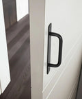 Black Barn Door Handles Set 10 Pack With 5 Inch Hole Center Sliding Door Pulls Modern Aluminum Alloy Hardware For Pocket Doors And Bifold Closets Rust Resistant Door Handles Replacement installed on white door