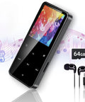 80GB Bluetooth MP3 Player With HiFi Sound Portable Music Player with color display, touch controls, earphones, and 64GB card