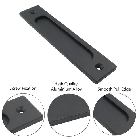 7 Inch Flush Pull Handle For Barn Doors And Pocket Doors Matte Black Aluminum Recessed Door Pull For Sliding Gates Garages Sheds