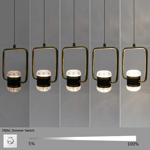 Modern Crystal Pendant Light With Dimmable LED, Brushed Brass And Black Finish, 15W Hanging Fixture For Kitchen Island, Dining Room, Bedroom, Living Room, Bar, Lit Vibe And Easy Install