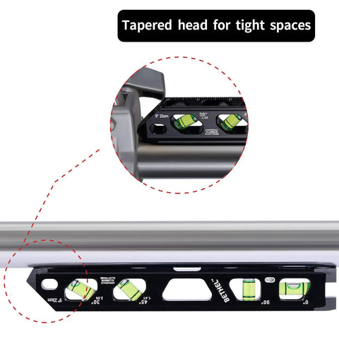 Pro Grade 9 Inch Magnetic Torpedo Level Featuring Four Crisp Bubble Vials Wide V Groove Channel And Nasty Strong Magnets Built To Hit Plumb And Level Markers Dead On Without Any Hassle For Daily Handymen