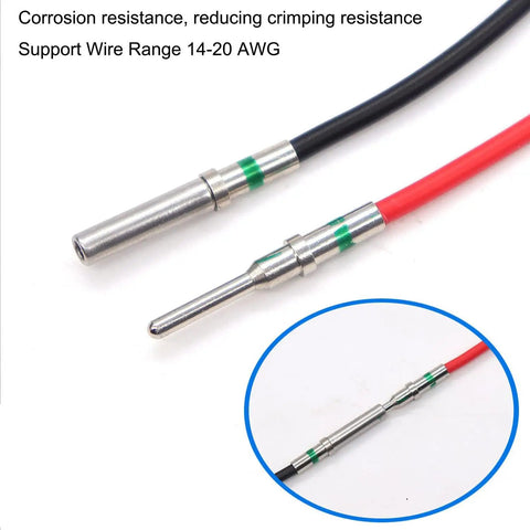 Pro Grade DT Series Solid Contact Pins And Sockets Kit showing stainless steel terminal on wiring harness.