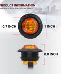 3/4 Inch Mount Amber And Red LED Clearance Bullet Side Marker Lights dimensions with rubber grommet, 0.8 inch side view