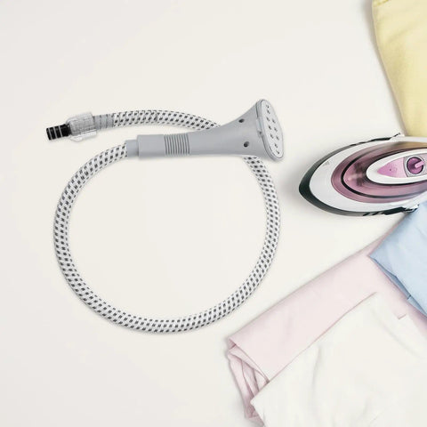 Replacement Steam Hose And Nozzle Kit For Garment Steamer With Clip Design near folded clothes and iron