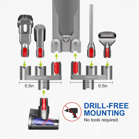 Accessory Holder For Dyson Cordless Vacuum Docking Station Organizer Fits V15 V11 V10 V8 V7 Outsize Gen5 Absolute Animal Detect No Drill Storage For Attachments And Parts, no-drill installation with tool storage