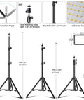 LED Video Light Kit Two Pack Lit With 18 Color Filters And Adjustable Tripod Stand dimensions and features overview