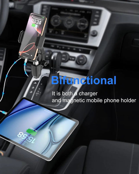 No Sweat Dual Usb Car Phone Mount That Slides Right Into Your Cigarette Lighter Socket For Easy Navigation And Fast Device Charging On Weekend Rides. Phone mounted securely in a car.
