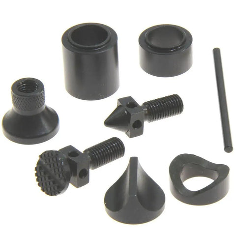 Machinist Jack Screw Set 8 Piece One And One Half To Three And Three Quarters Inches With Extensions And Bases For Uneven Surfaces