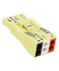 Close-up of Luminaire Disconnect Connector, 3-Pole, For Switching And Dimming Applications, Yellow, 873-903, showing snap locking latch.