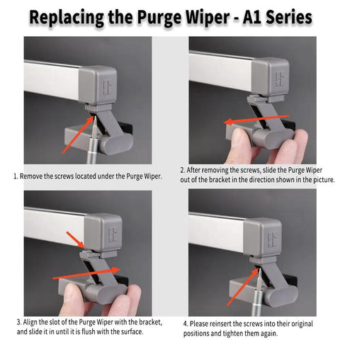 Replacing Purge Wiper for A1 Series 3D Printers, step-by-step guide on removing and installing Purge Wiper And Waste Dispenser For A1 And A1 Mini 3D Printers Must Have Clean Waste Collect Spillage Automatic Nozzle Cleaning Easy Filament Cleanup Accessory For A1 Parts Premium Printer Maintenance