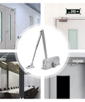 Beefy Heavy Duty Hydraulic Door Closer 25-45 KG Silent Soft Close With Adjustable Speed shown on various doors in use