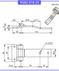 Technical drawing and photo of Stainless Steel Hinge With T Shaped Tongue For Industrial Equipment And Machinery Workhorse Tough Durable 304 Grade Steel 1 Piece Simple Install Rugged Construction For Tough Industrial Use