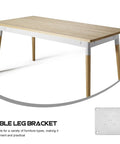 Eight Piece Galvanized Steel Furniture Leg Mounting Plates Built Tough Heavy Duty Hardware For Sofa Chair Table Legs No Sweat Install And Rust Proof Base Design showing wooden table with steel leg bracket.