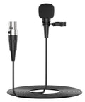 Pro Unidirectional Cardioid Lavalier Microphone, compact clip-on with mini XLR TA4F plug and 1m cable for interviews.