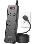 Flat Plug Power Strip With Surge Protector 1700J Converts 2 Prong To 3 Prong Outlets Beefed Up For 14 Bulky Plugs 10 AC Outlets