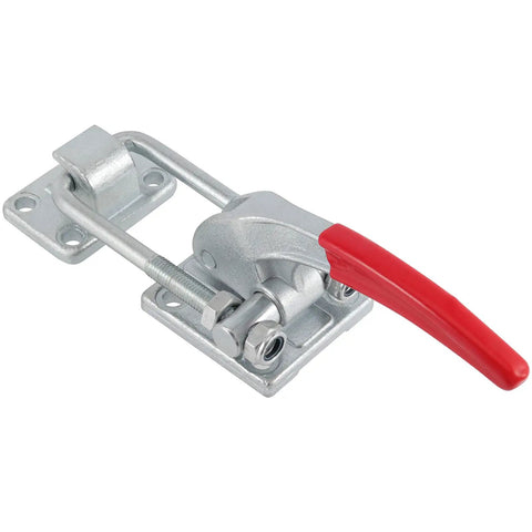 Rock Solid Heavy Duty U Hook Latch Clamp 2 Pack Delivers Knockout 7716 Lb Grip Power Built Tough From Cast Alloy Steel With Adjustable Pull Action Handle And Comfy Rubberized Lever shown from the side.
