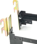 Top Shelf Galvanized Steel Bed Frame Conversion Brackets Four Pack showing adjustable hook setup for easy installation.