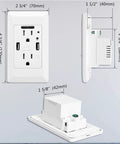 Image of Dual USB Wall Outlet With Auto LED Nightlight And Fast Charging Ports, 15 Amp AC Duplex Receptacle promoting dimensions