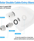 Waterproof Solar Cable Entry Gland Double Pass Through For All Cable Types 2mm2 To 6mm2 White with M16 Nut