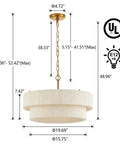 Hand Woven Rattan Chandelier Serving Real Boho Vibes And Adjustable Coastal Design with measurements displayed on image.