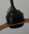 Modern 52 Inch Reversible Ceiling Fan with LED Light, 3 Walnut ABS Blades Quiet DC Motor close-up view