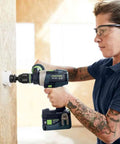 Heavy Duty Brushless Cordless Drill And Driver With Unbreakable Gears And 18 Volt Battery for precision drilling in action.