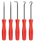 Five Piece Pick And Hook Set For Precision Mechanical Work Includes Straight 45 Degree Bent And 90 Degree Picks Plus 90 Degree And 130 Degree Hooks With Sharp 30 Degree Tapered Points Made In USA Durable Pro Grade Tools