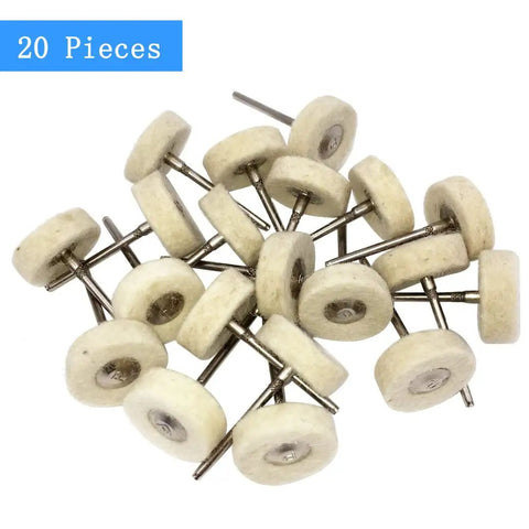 20 Pack Pro Grade Compressed Wool Felt Polishing Wheels With One Eighth Inch Mandrel For Rotary Tools