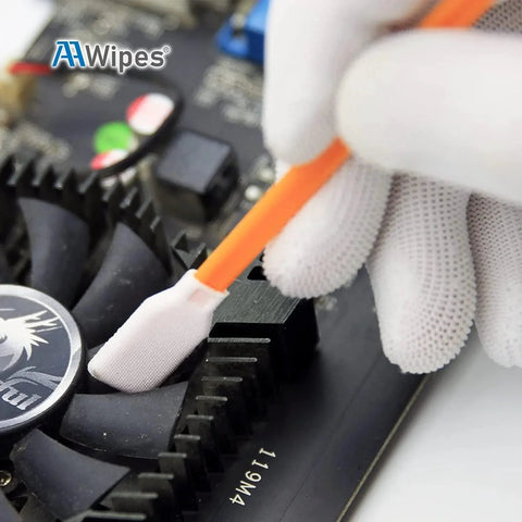 AAwipes camera lens cleaning swab stick with orange handle and white microfiber tip