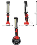 2000LM LED Work Light For Milwaukee M18 18V Batteries, 25W, showing dimensions and weight, compact design for portability