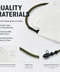 Quality materials of 50oz Hydration Bladder Water Reservoir for outdoors, showing reservoir, tubing, valve cover