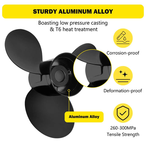 Aluminum Outboard Boat Propeller 14.5 Inch Diameter 19 Pitch 15 Spline Right Hand Rotation Fits Mercury And Mercruiser Alpha One 135 To 300 HP Hub Kit Included Replacement Prop For Two And Four Stroke Engines with corrosion proof label