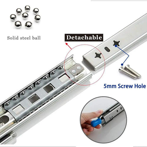 Heavy Duty Metal Drawer Slides Full Extension Cabinet Runners With Lock Silent And Stable 400mm Bead Slides 16 Inch Pair details