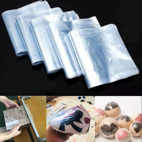 Hassle Free 100 Pack Clear Pvc Heat Shrink Bags 7X10 Inches For Packing Gifts Soaps Bath Bombs Dvd Cd And Candles Smooth Seal Quick Shrink Tight No Sweat Diy Wrapping Films Top Shelf Protection.