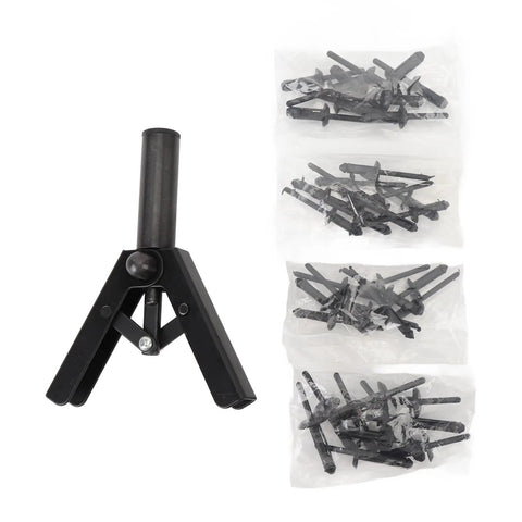Heavy Duty Manual Rivet Tool Kit For One Hand Use With Ergonomic Grip And Universal Nosepiece For Installing Metal And Plastic Fasteners On Vehicle Trim And Home Projects Without Needing Power Tools, with black rivet tool and plastic fasteners