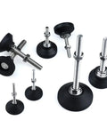 16 Piece Adjustable Articulating Leveling Feet D40mm Swivel Base Bulletproof Cabinet Stabilizers M10x80mm Threads on white background