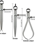 Amazon three-piece 8-inch caliper/divider set for wood turning; inside caliper, divider, outside caliper, metal